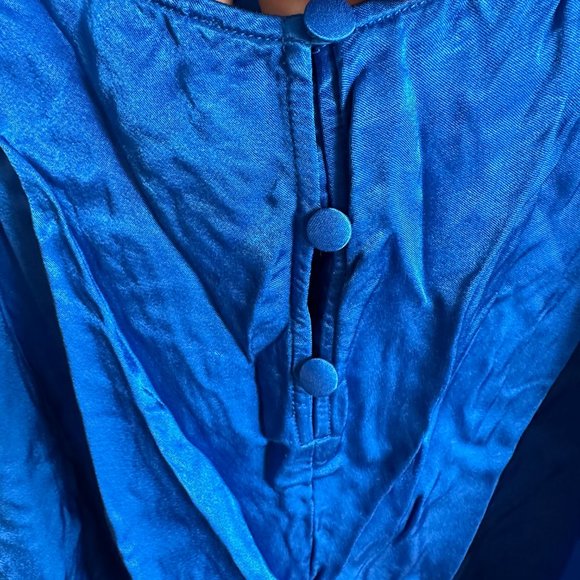 ZARA High Neck Open Back Satin Mini Halter Dress Royal Blue Size Small - Picture 10 of 12